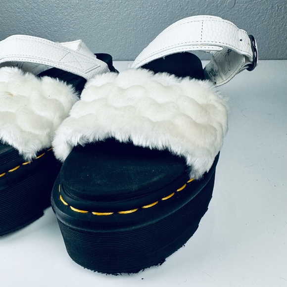 Dr. Martens Voss Quad Fluffy Faux Fur Platform Sandals - Picture 2 of 10